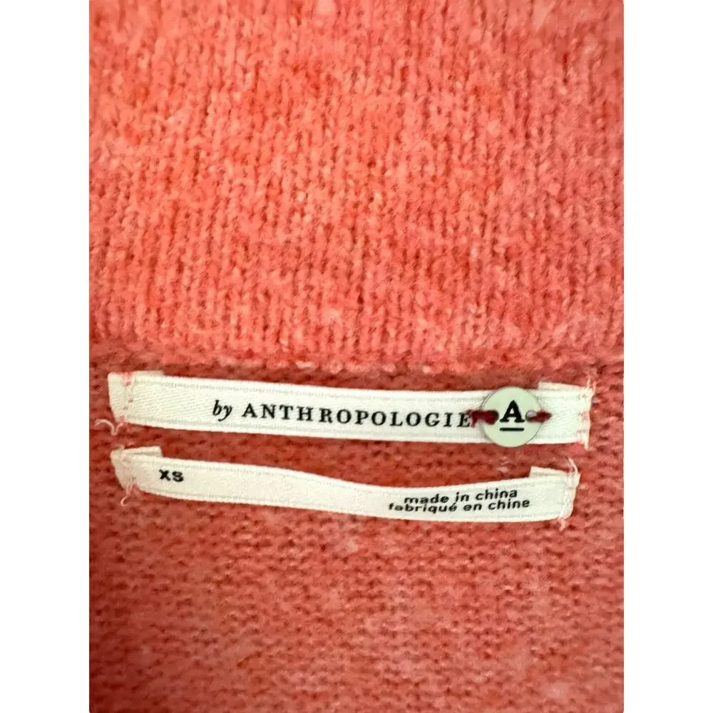 Anthropologie Oversized V-Neck Knit Sweater peach‎ XS